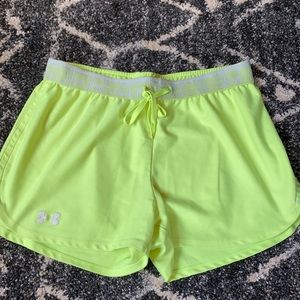 Neon green under armor shorts